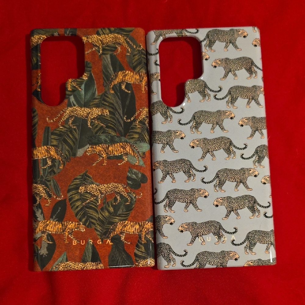 Burgundy and Gray Leopard Print Phone Cases